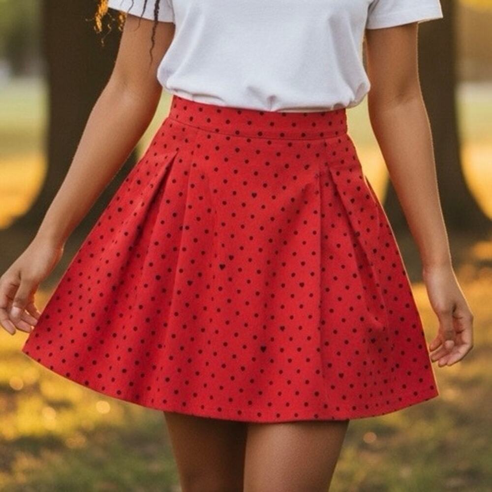 Disney Parks Oh My Disney Red Mickey Mouse Polka Dot Mini Skirt Sz L